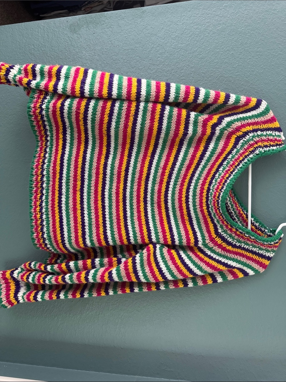 Striped Multicolor Crewneck Sweater - Vibrant Green/Pink/Yellow